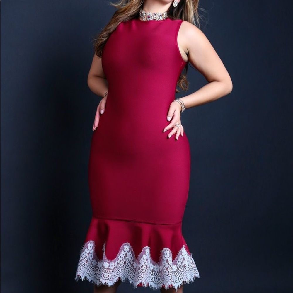 NWT REBDOLLS bandage dress with lace trim